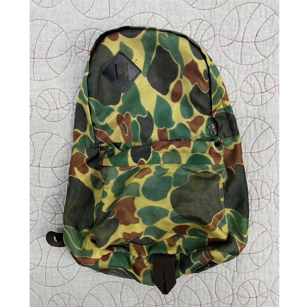 VTG Backpack Camouflage Nylong with Leather Lash Tabs